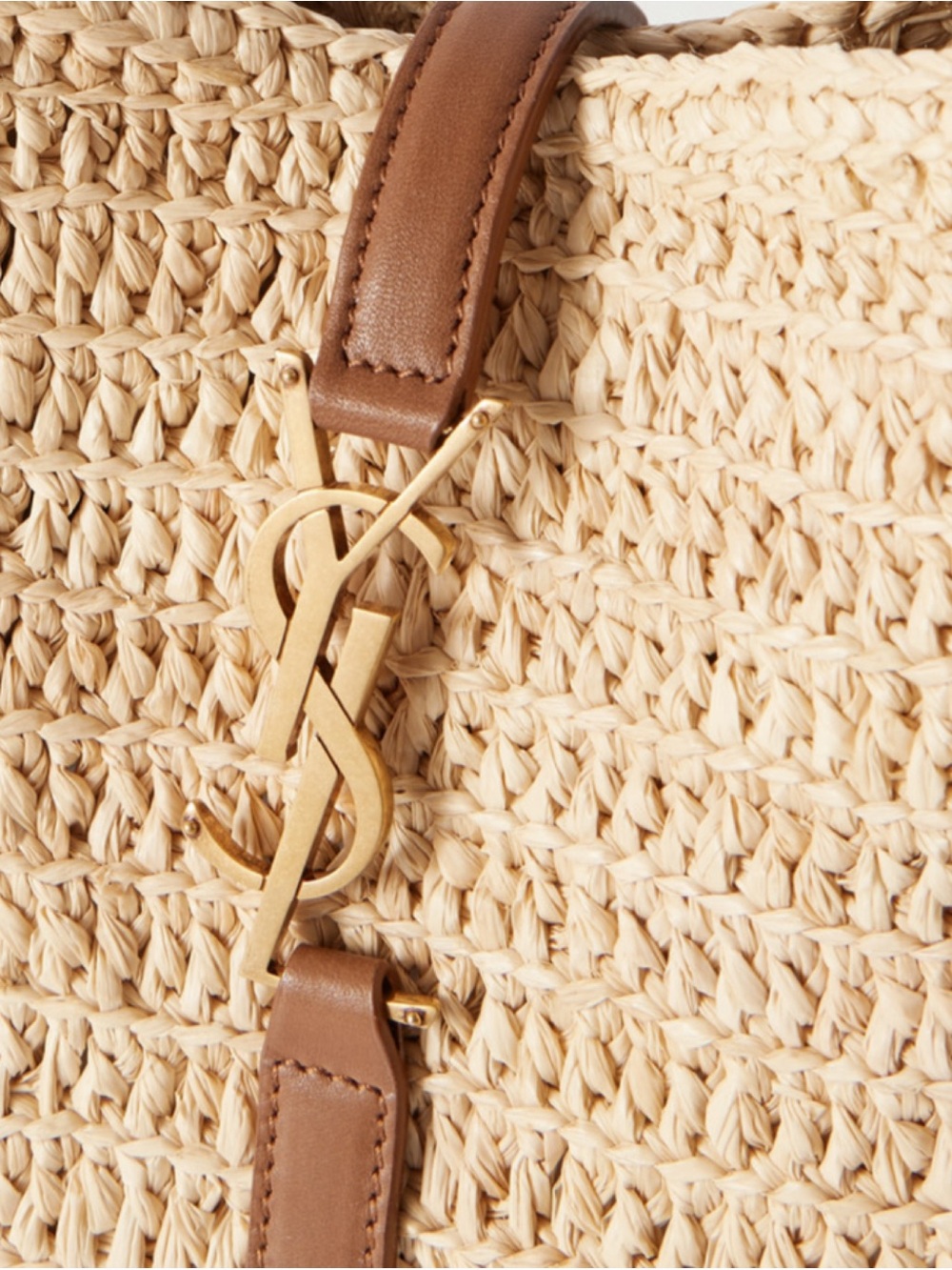 SAINT LAURENT Le 5 A 7 small leather and raffia hobo shoulder bag - Picture 6 of 9